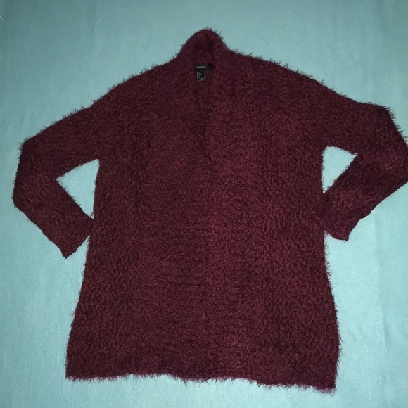 𝅺FOREVER 21 Burgundy Sweater Cardigan size S - Picture 1 of 7